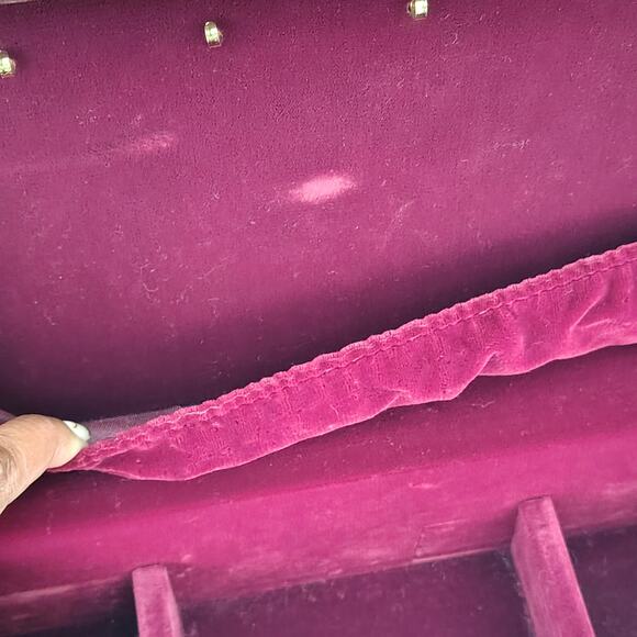 Eureka MFG Reed & Barton Wooden Jewelry Box Chest Red Velvet Lined Tier Vtg USA - Picture 13 of 13